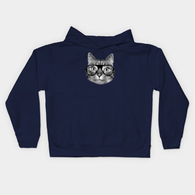 Cat wearing glasses Kids Hoodie by Purrfect